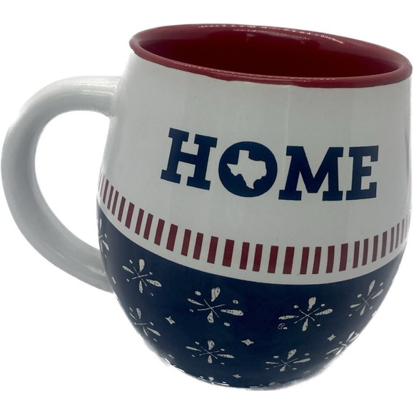 Hallmark Texas Home Coffee Tea Mug Red White & Gray 12 Fl Oz 4” Tall Stoneware - Picture 1 of 4